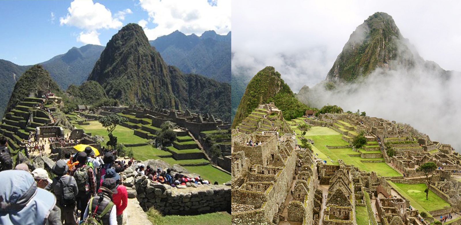 Comparación de dos épocas diferentes de Machu Picchu