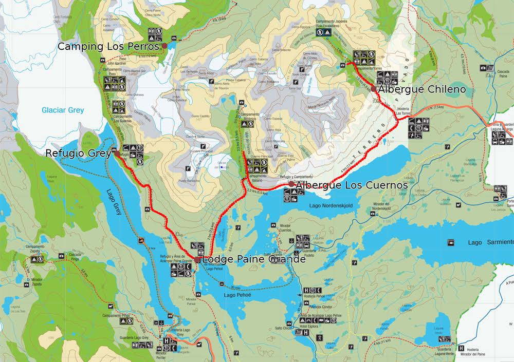 Map Torres del Paine